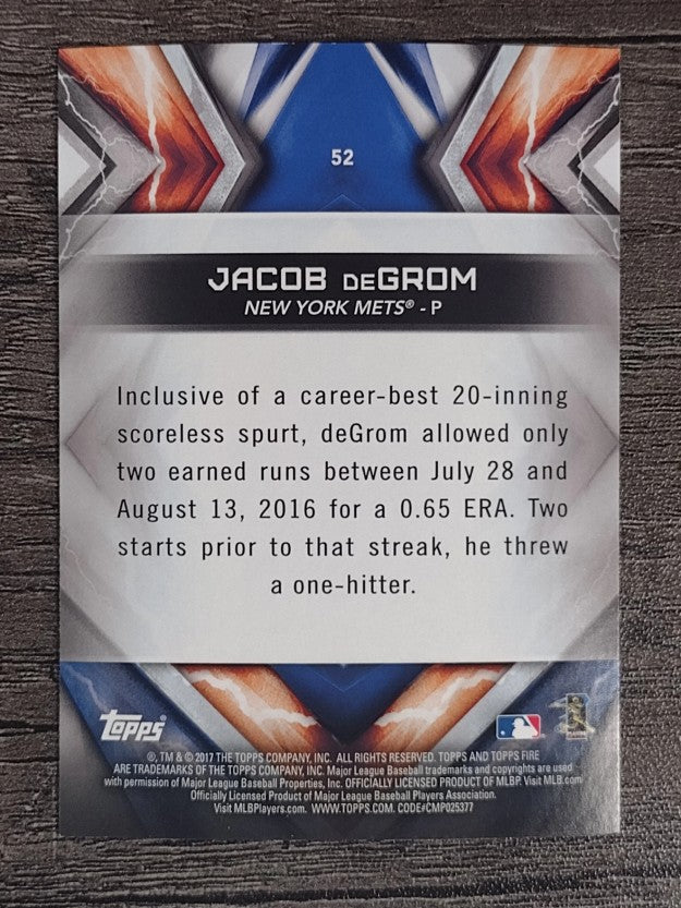2017 Topps Fire #52 Jacob deGrom
