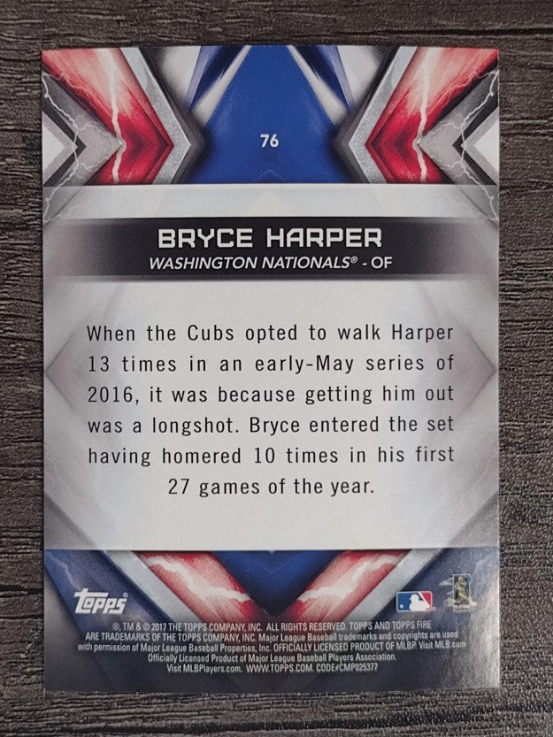 2017 Topps Fire #76 Bryce Harper