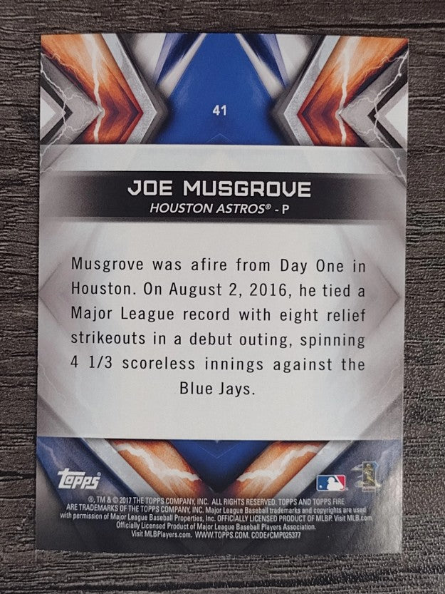 2017 Topps Fire #41 Joe Musgrove RC
