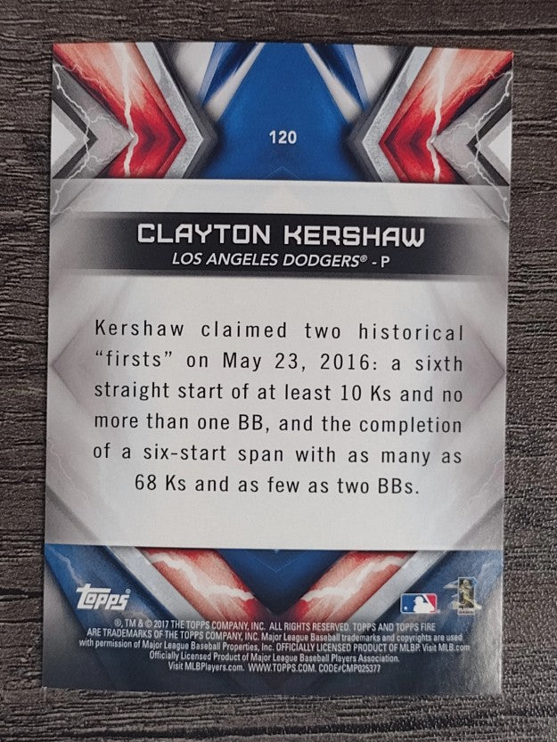 2017 Topps Fire #120 Clayton Kershaw