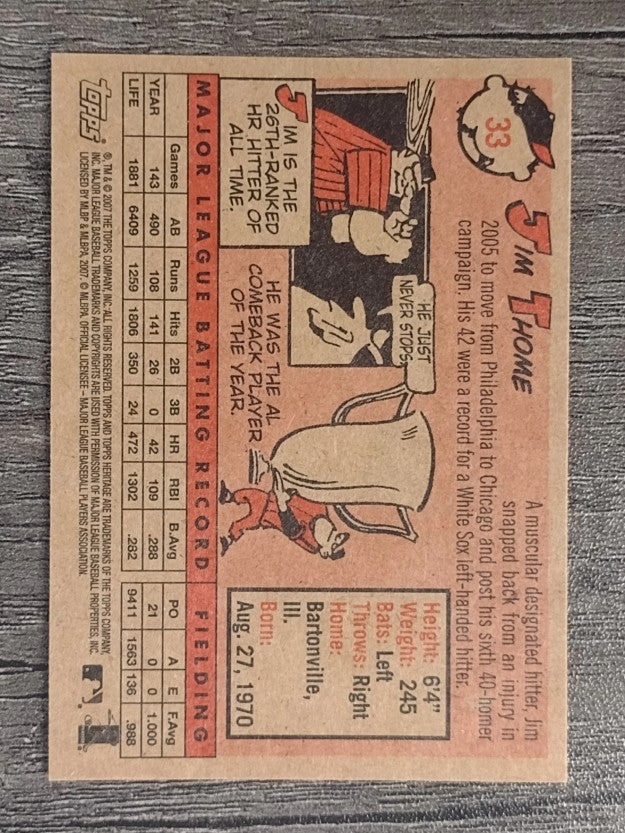 2007 Topps Heritage #33a Jim Thome