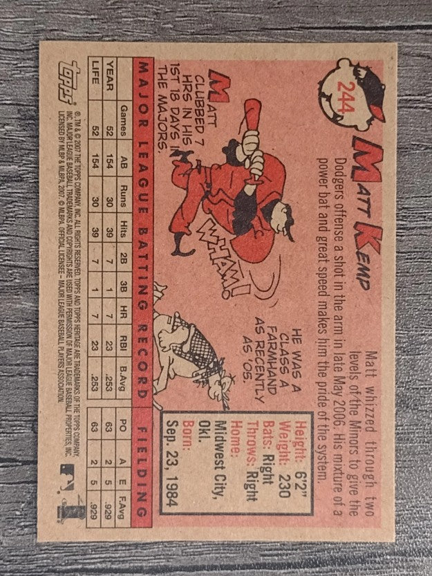 2007 Topps Heritage #244 Matt Kemp