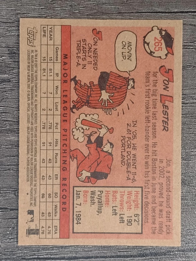 2007 Topps Heritage #265 Jon Lester