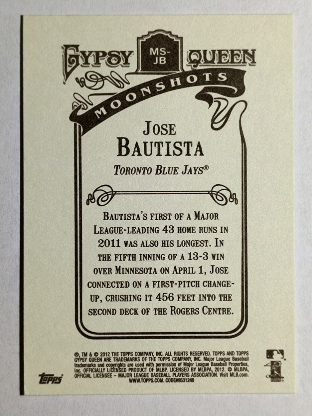 2012 Topps Gypsy Queen Moonshots #JB Jose Bautista