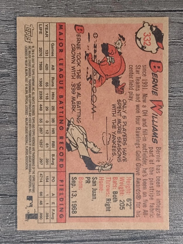 2007 Topps Heritage #332 Bernie Williams