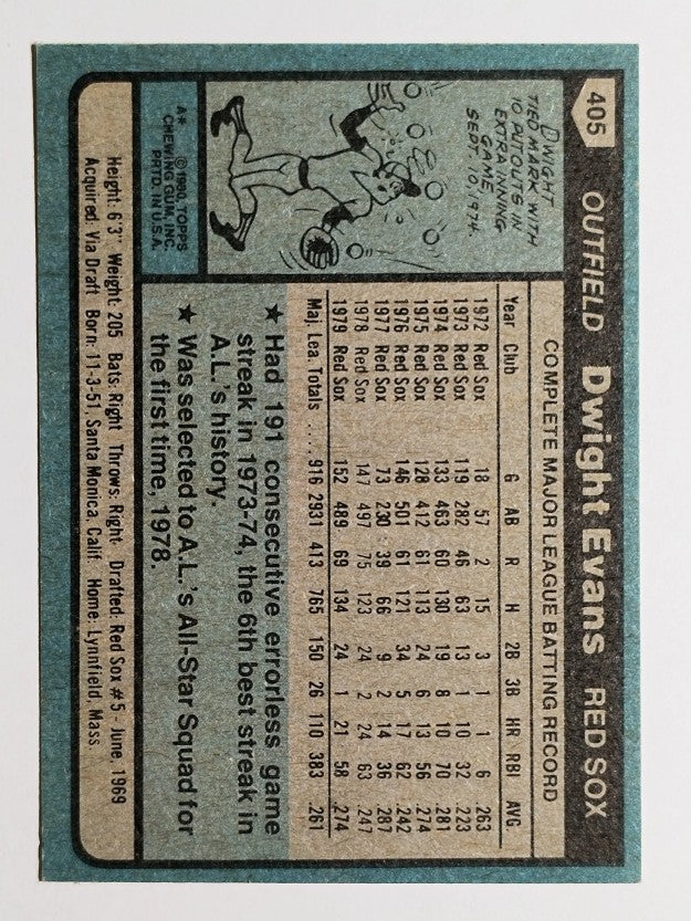 1980 Topps #405 Dwight Evans (EXMT)