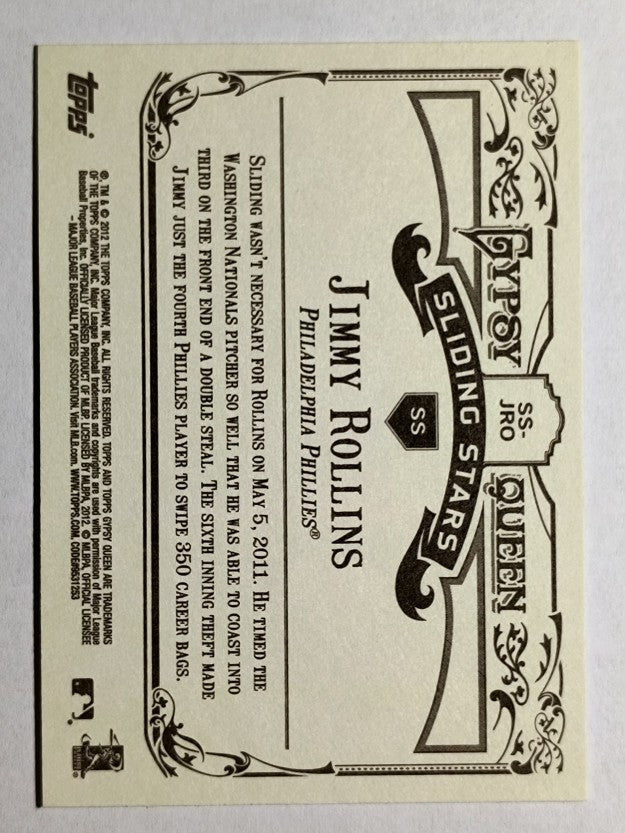 2012 Topps Gypsy Queen Sliding Stars #JRO Jimmy Rollins