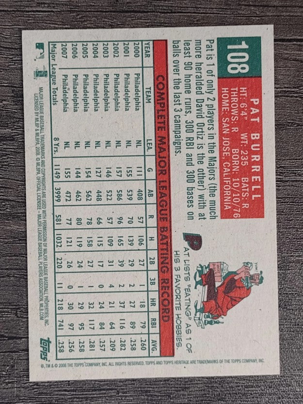 2008 Topps Heritage #108 Pat Burrell