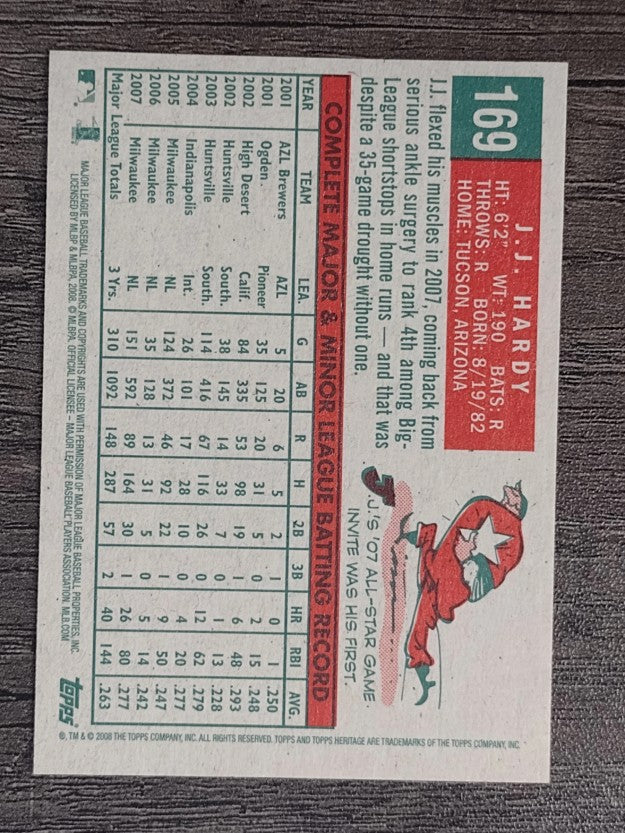 2008 Topps Heritage #169 J.J. Hardy