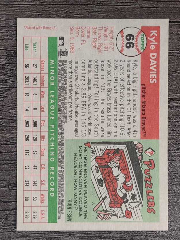 2004 Topps Heritage #66 Kyle Davies RC