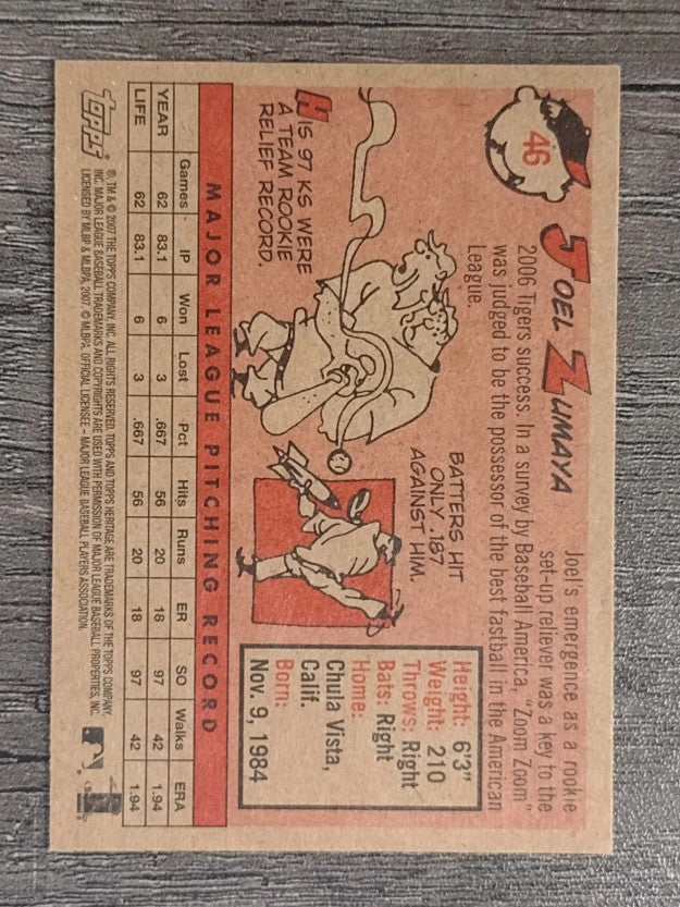 2007 Topps Heritage #46b Joel Zumaya YN