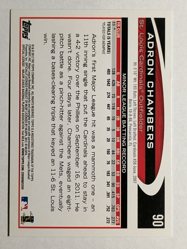 2012 Topps Wal-Mart Blue Border #90 Adron Chambers