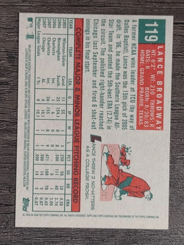 2008 Topps Heritage #119 Lance Broadway