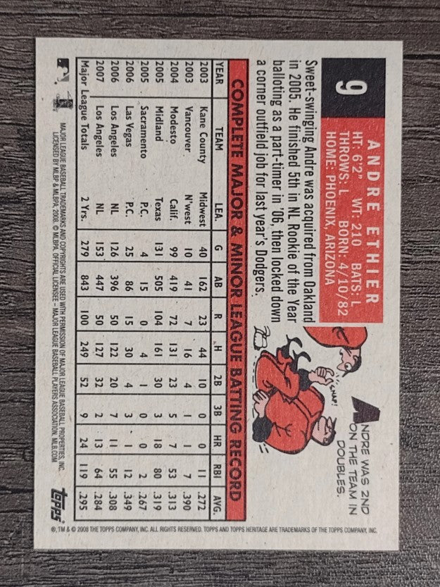 2008 Topps Heritage Black Back #9 Andre Ethier