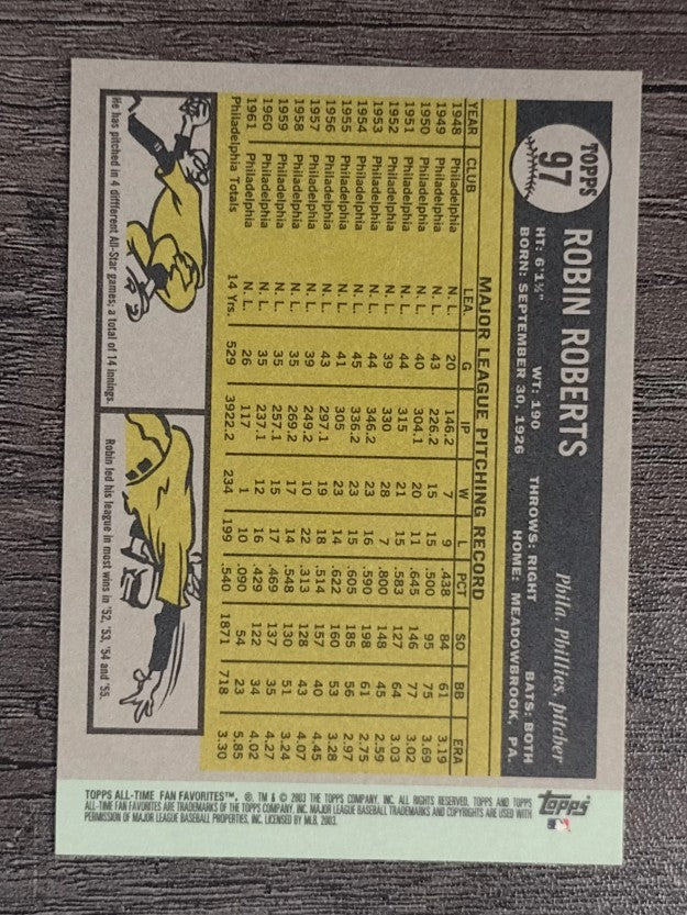 2003 Topps All-Time Fan Favorites #97 Robin Roberts