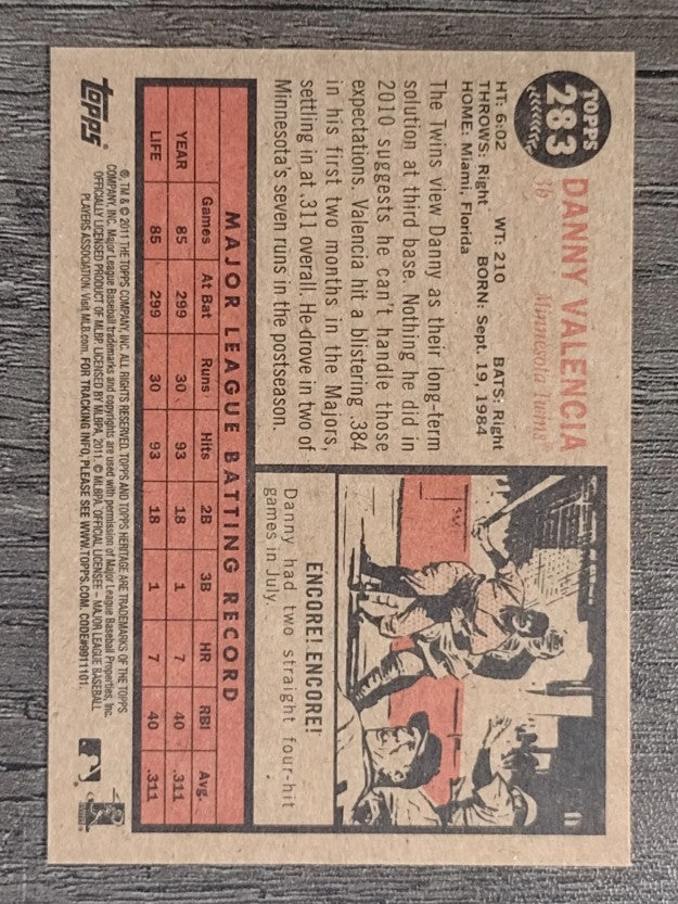 2011 Topps Heritage #283 Danny Valencia