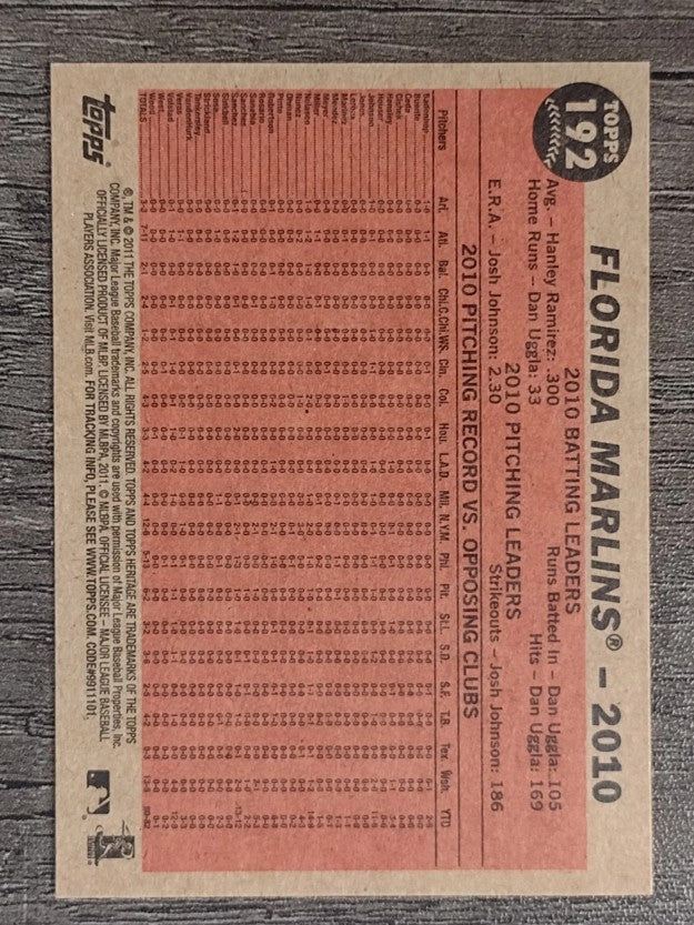 2011 Topps Heritage #192 Florida Marlins