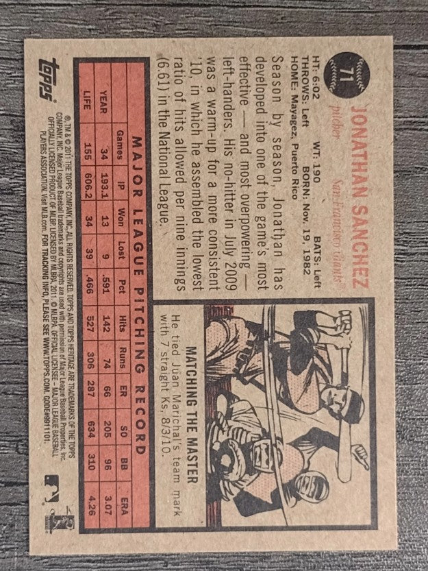 2011 Topps Heritage #71 Jonathan Sanchez