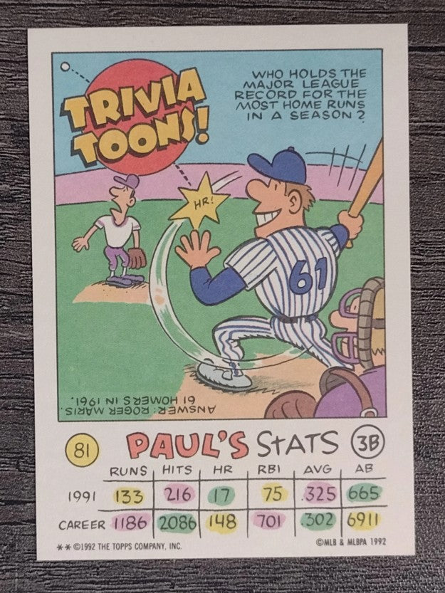 1992 Topps Kids #81 Paul Molitor