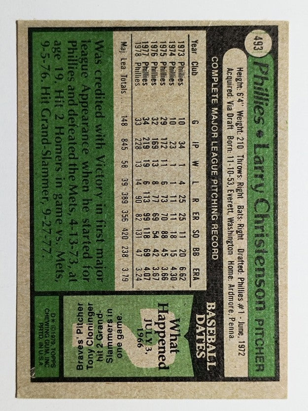 1979 Topps #493 Larry Christenson (EX)