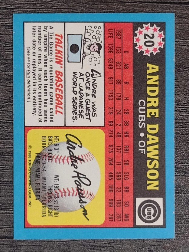 1988 Topps UK Minis #20 Andre Dawson