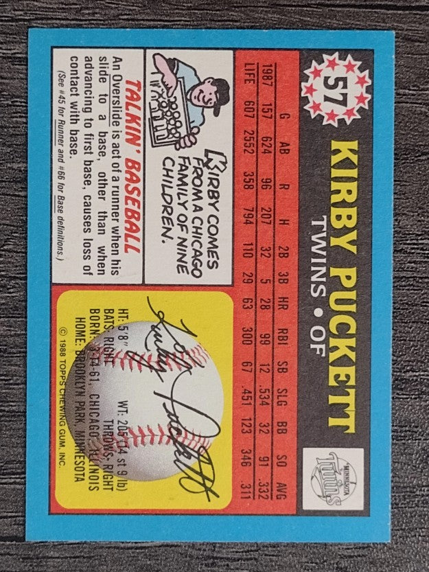 1988 Topps UK Minis #57 Kirby Puckett