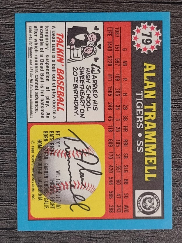 1988 Topps UK Minis #79 Alan Trammell