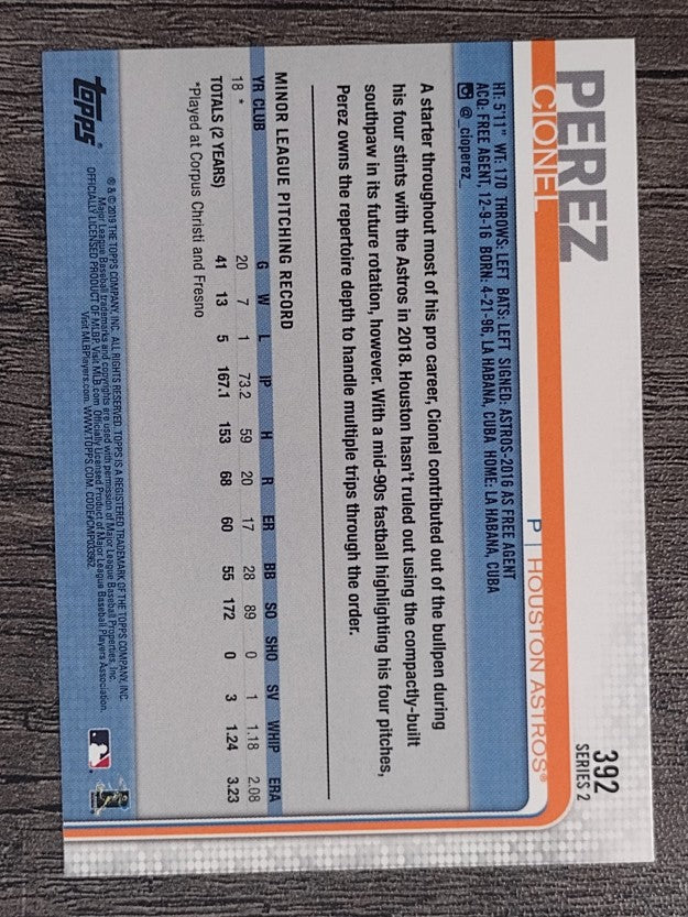 2019 Topps #392 Cionel Perez RC