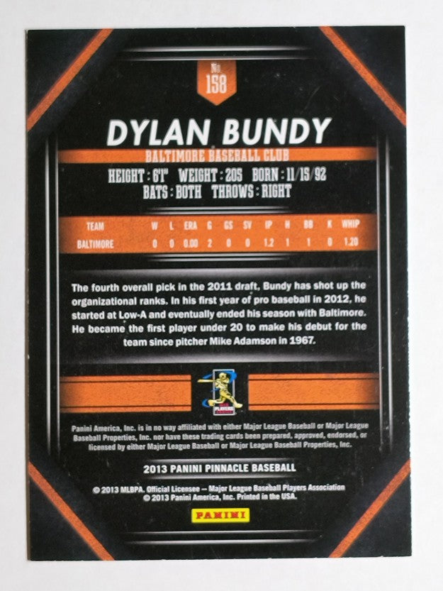 2013 Pinnacle #158 Dylan Bundy RC