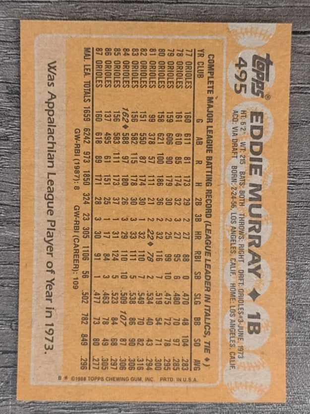 1988 Topps #495 Eddie Murray