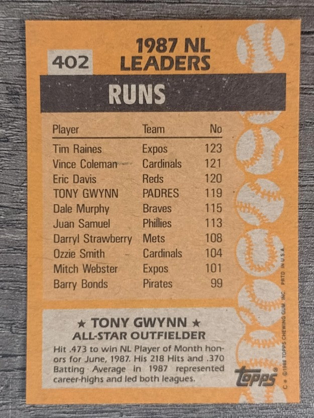 1988 Topps #402 Tony Gwynn AS