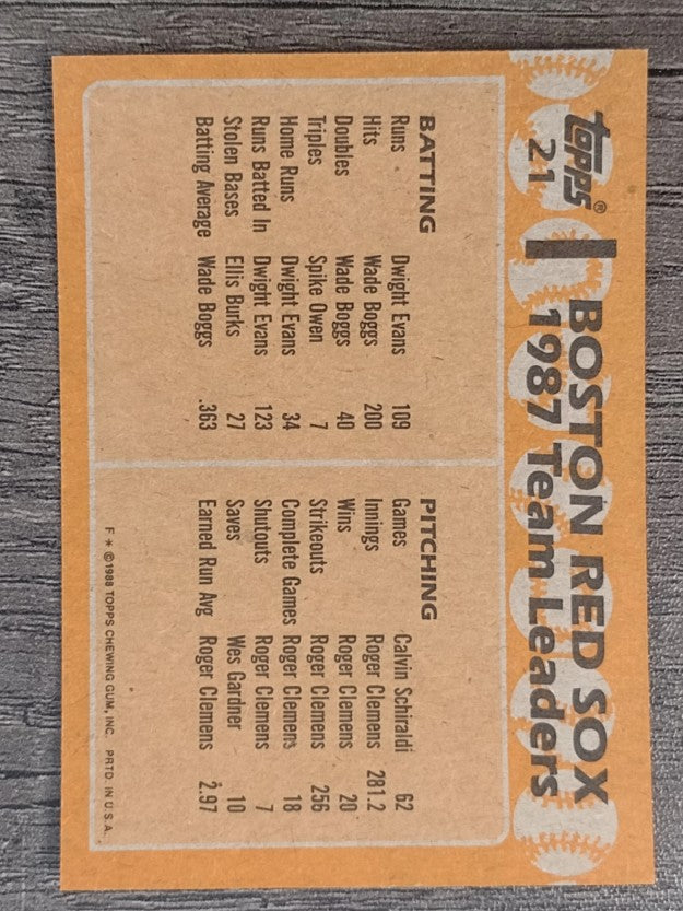 1988 Topps #21 Wade Boggs/Spike Owen TL