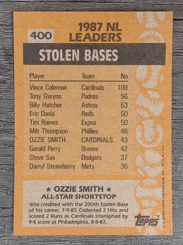 1988 Topps #400 Ozzie Smith AS