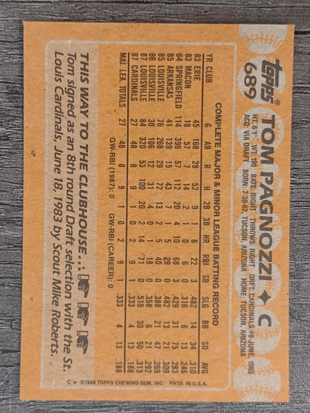1988 Topps #689 Tom Pagnozzi RC