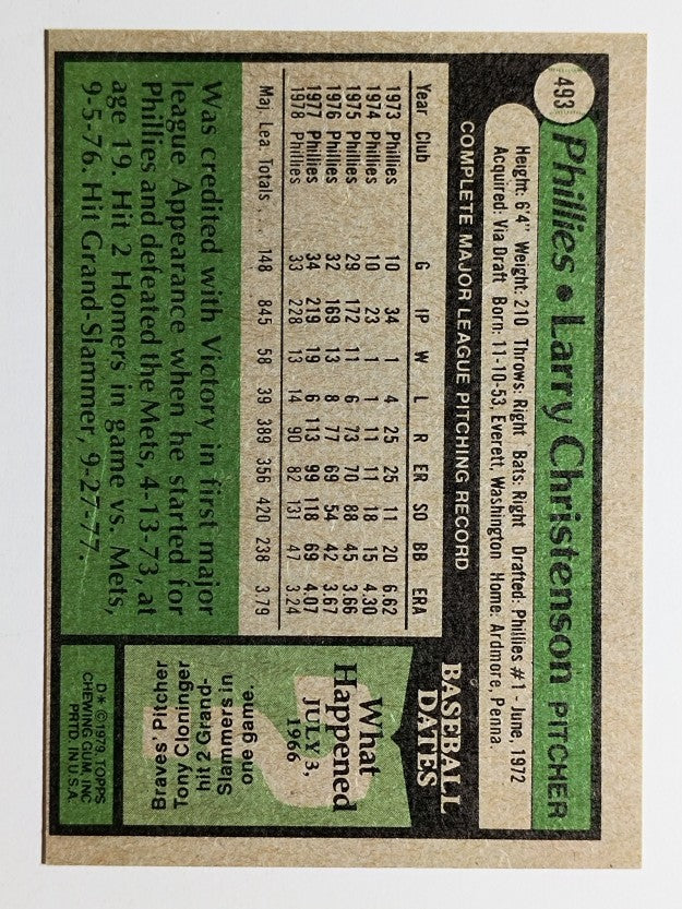1979 Topps #493 Larry Christenson (EXMT)