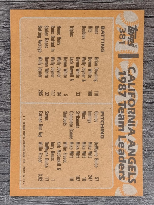 1988 Topps #381 Wally Joyner/Jack Howell TL