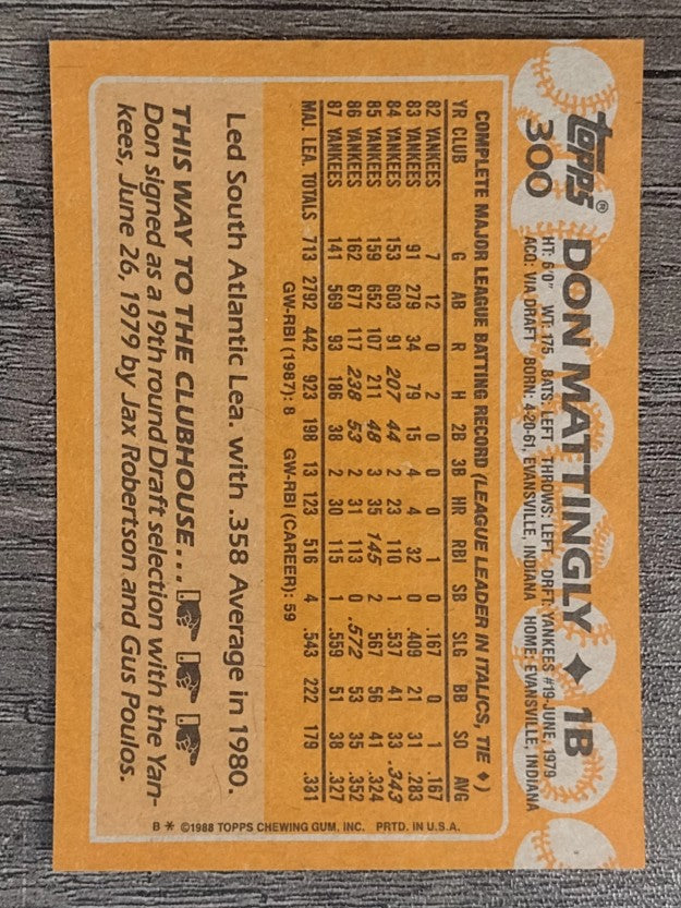 1988 Topps #300 Don Mattingly