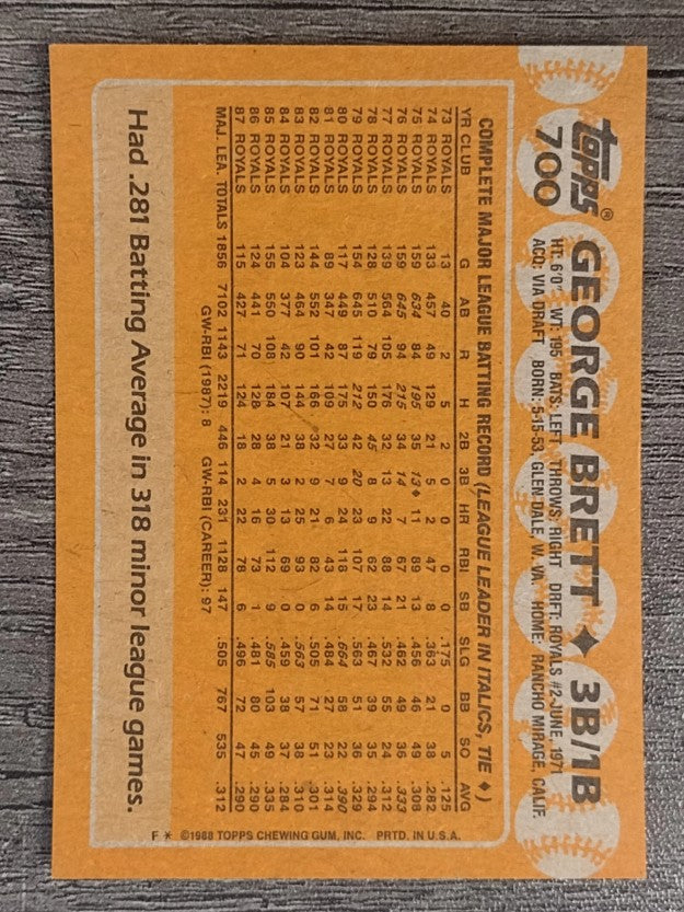 1988 Topps #700 George Brett