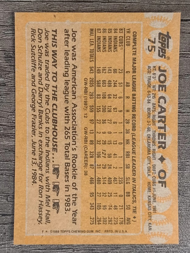 1988 Topps #75 Joe Carter