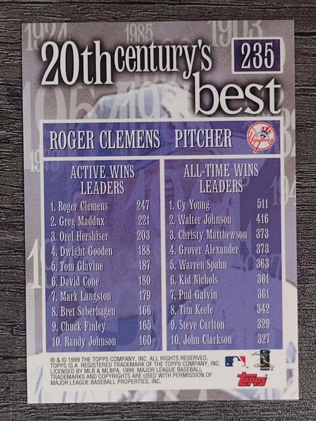 2000 Topps #235 Roger Clemens 20CB