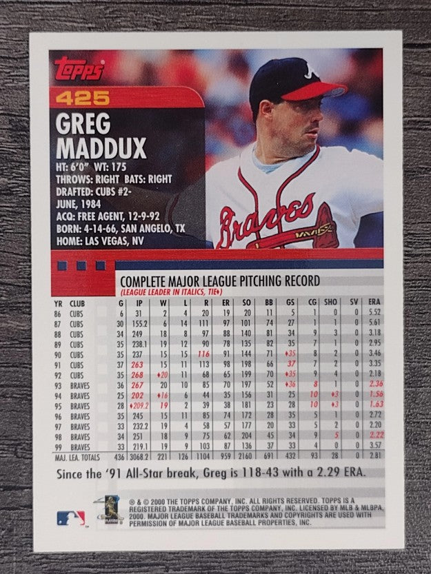 2000 Topps #425 Greg Maddux
