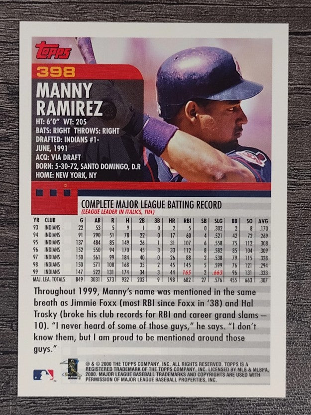 2000 Topps #398 Manny Ramirez