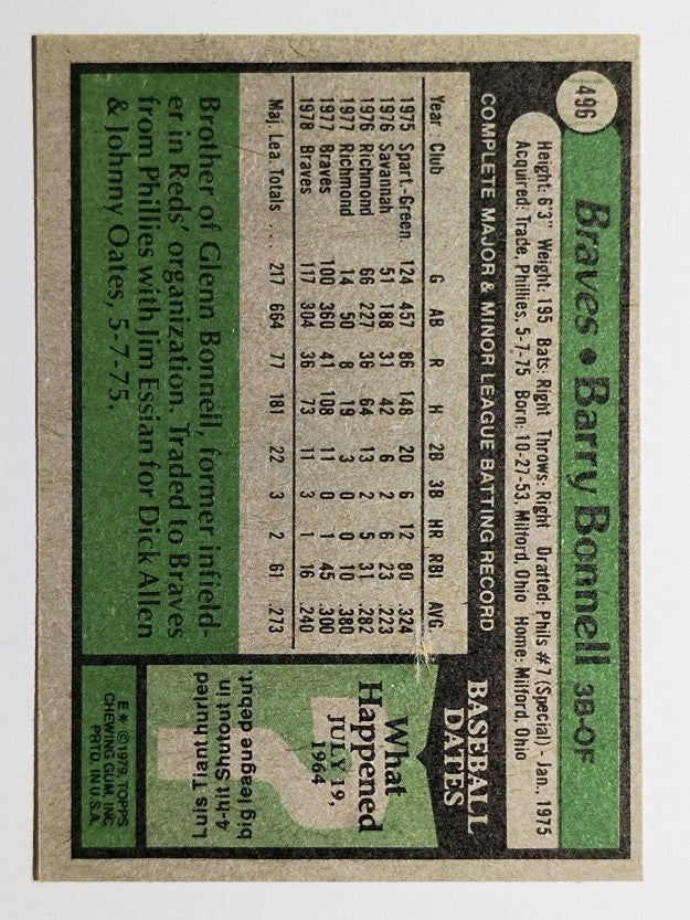 1979 Topps #496 Barry Bonnell DP (EX)