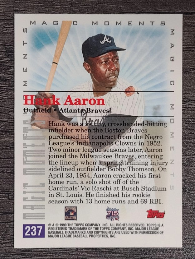 2000 Topps #237A Hank Aaron MM 1st Career HR