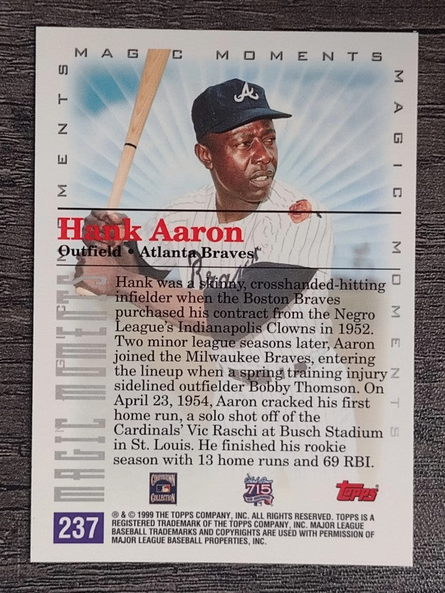 2000 Topps #237A Hank Aaron MM 1st Career HR