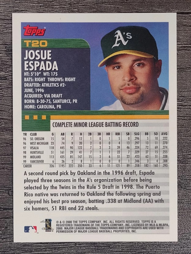 2000 Topps Traded #T20 Josue Espada RC