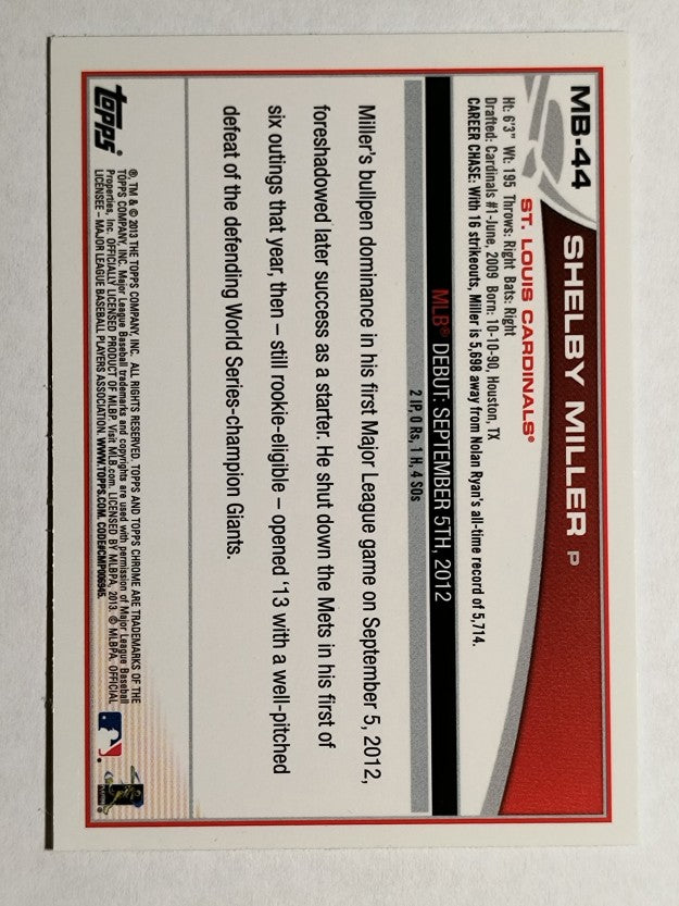 2013 Topps Chrome Update #MB44 Shelby Miller RC