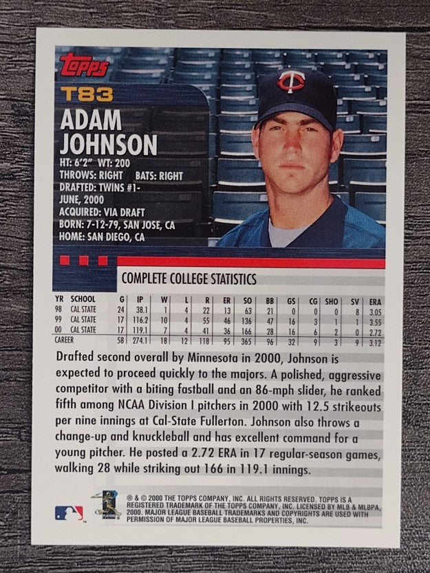 2000 Topps Traded #T83 Adam Johnson RC