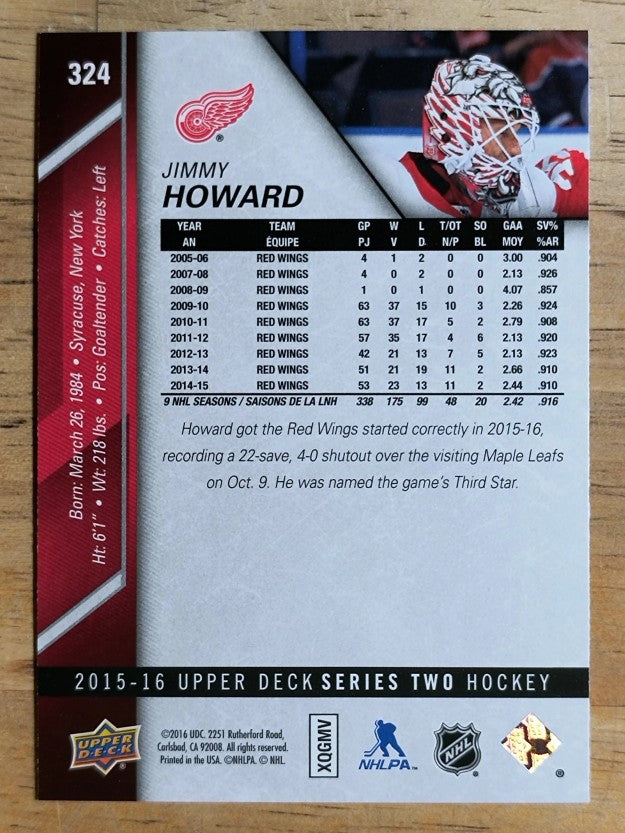 2015-16 Upper Deck #324 Jim Howard