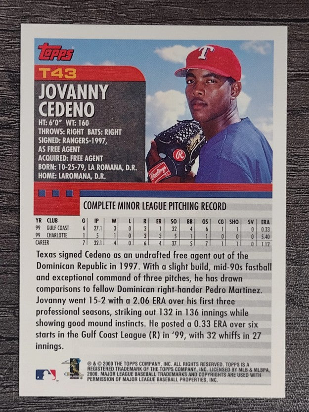2000 Topps Traded #T43 Jovanny Cedeno RC